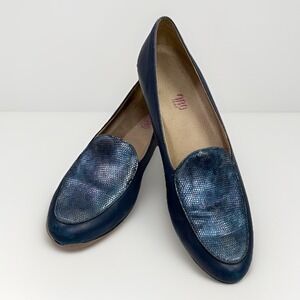 Munro American Shoes Mallory Women's 10.5 SS Blue Leather Slip On Loafers